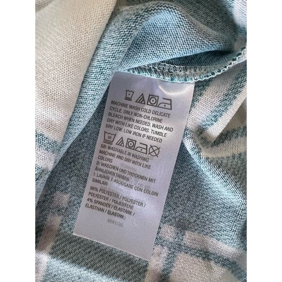 Denim & Co. Printed Heavenly Jersey Split Neck Long Sleeve Top DK SPRUCE SIZE M - Picture 3 of 8